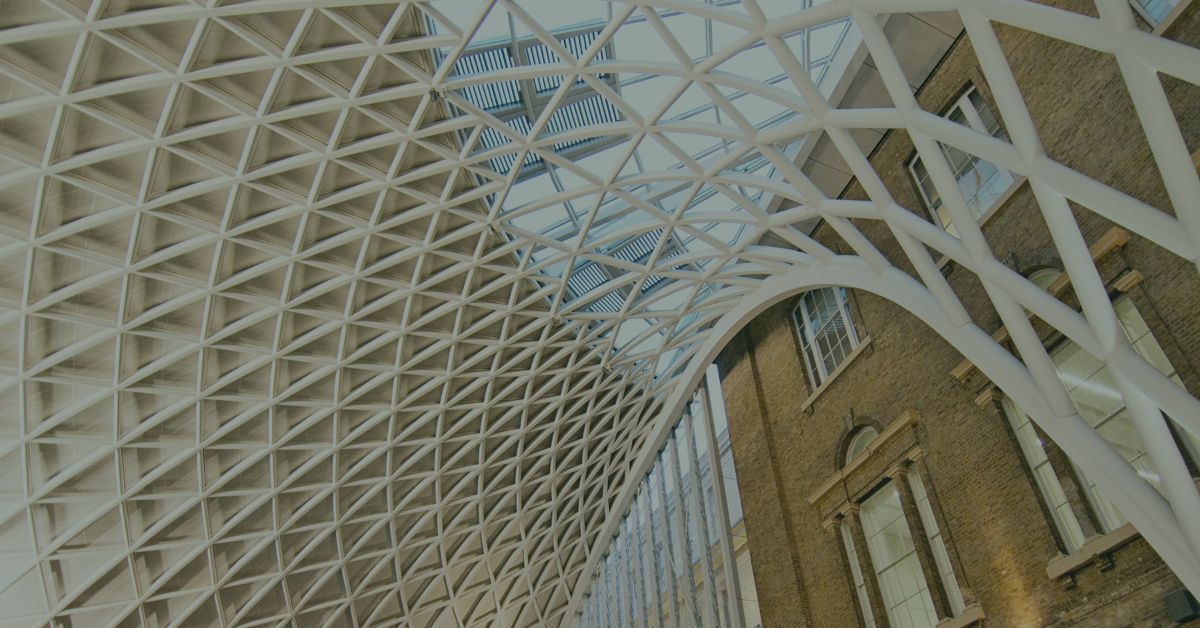 White intricate roofing of King's Cross Station